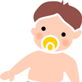 赤ちゃんがおしゃぶりを咥えているイラスト